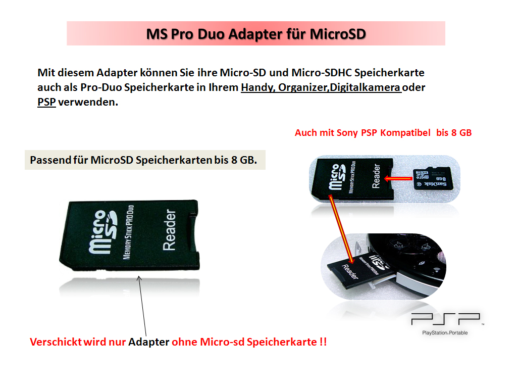 Memory stick Adapter Pro duo micro sd für Sony PSP eBay